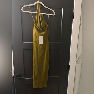 Zara Olive Green Halter Dress